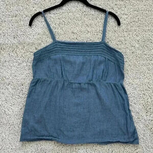 Loft Women's Blue Chambray Cami Tank Top Blouse, Size S